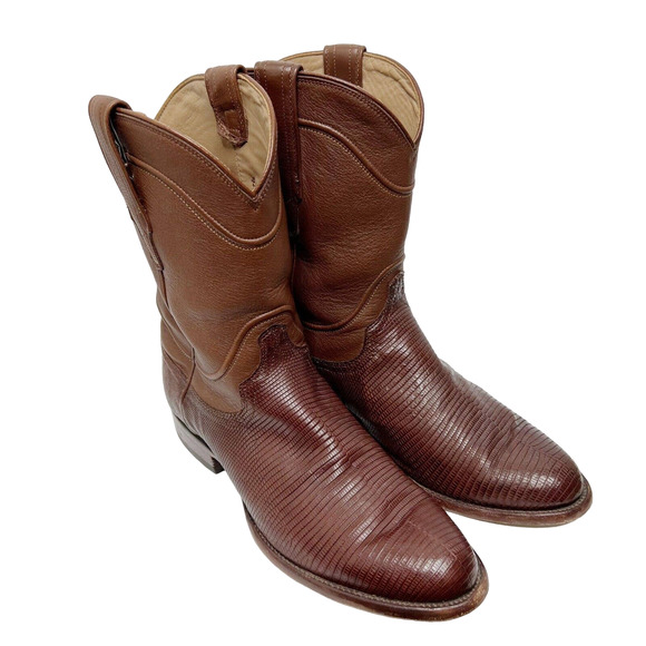 Tecovas Other - TECOVAS Mens 8.5EE THE NASH Exotic Lizard Roper 10" Boots Leather Bourbon Brown